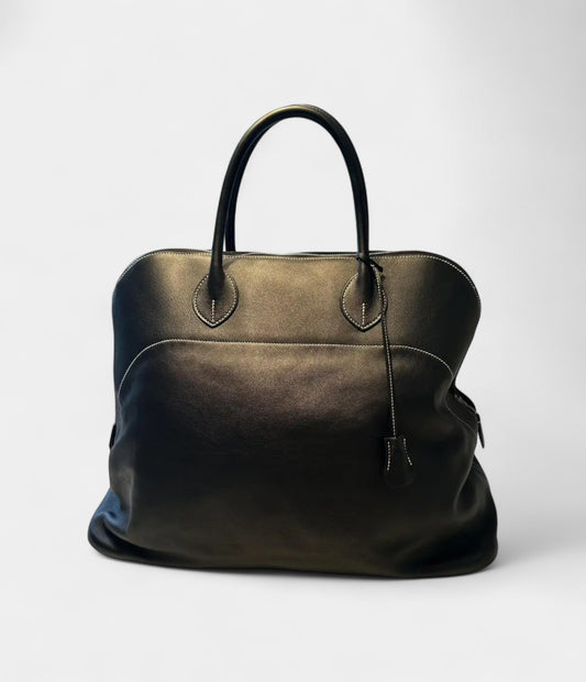 Hermès Bolide 45 Black Gulliver Leather with Palladium Hardware