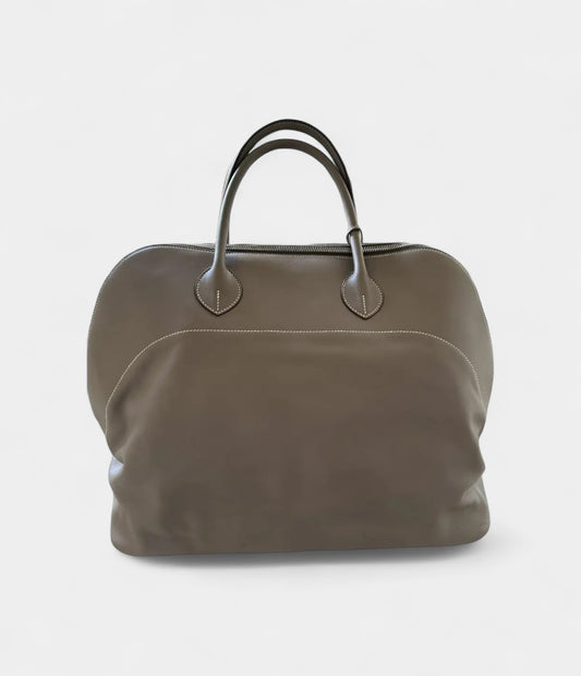 Hermès Bolide 45 Travel Bag in Grey Leather – Handmade Weekender Bag