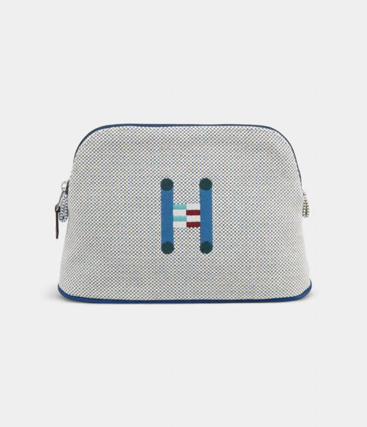 Hermès Bolide MM Pouch in Embroidered Canvas – Handmade Toiletry Bag with H Motif