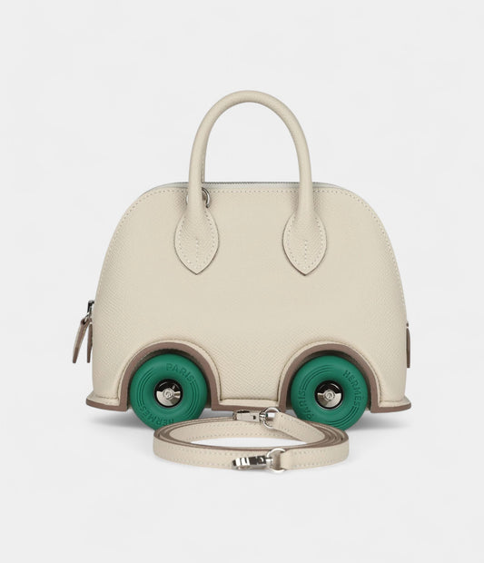 Hermès Bolide On Wheels 1923 Craie and Vert Vertigo Epsom Palladium Hardware
