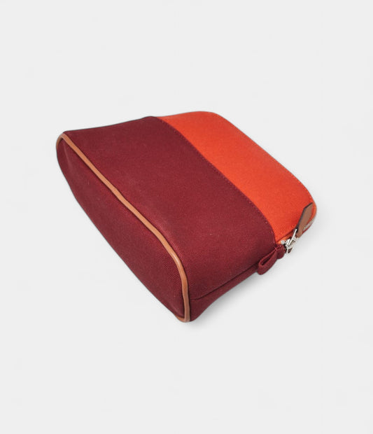 Hermès Bolide Small Travel Case in Orange Cotton Canvas with Red Accents