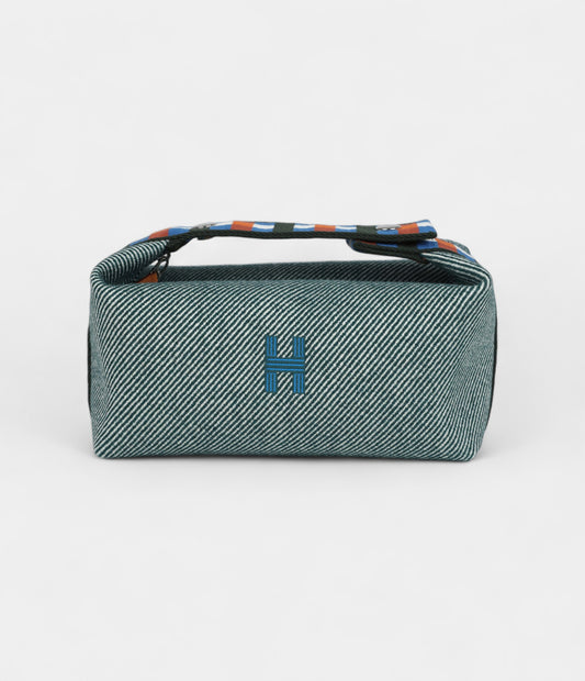 Hermès Bride A Brac Case Carre PM Host Lined H Night Canvas and Wool Palladium Hardware