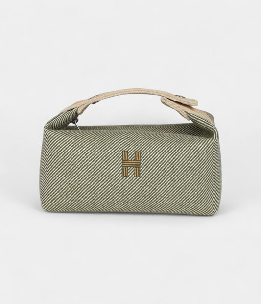 Hermès Bride A Brac Case Green Wet Canvas and Wool Palladium Hardware