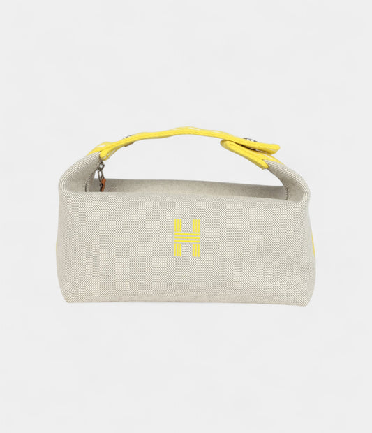 Hermès Bride A Brac Case Lemon Yellow Feather Canvas Palladium Hardware