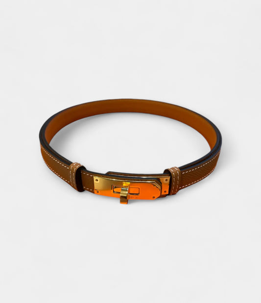 Hermès Brown Kelly Leather Belt Classic Elegance with Iconic Detail