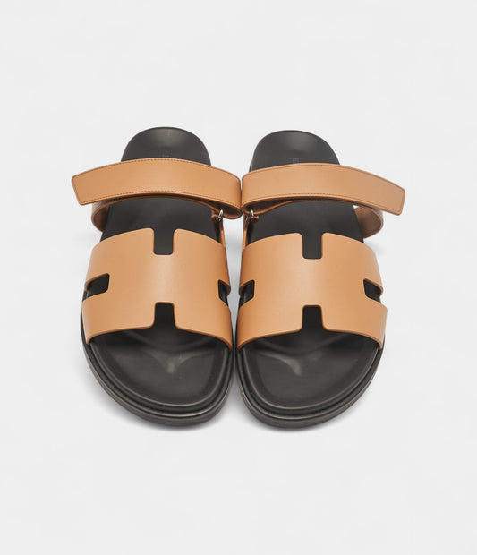 Hermes Brown Leather Chypre Flat Sandals 45 EU