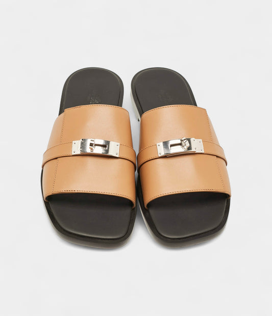 Hermès Brown Leather Gabriel Sandals 43 EU