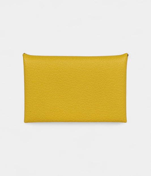 Hermès Calvi Card Holder Cumin Verso Chevre Mysore Palladium Hardware