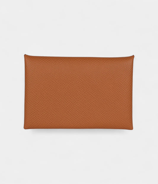 Hermès Calvi Card Holder Gold Epsom Palladium Hardware