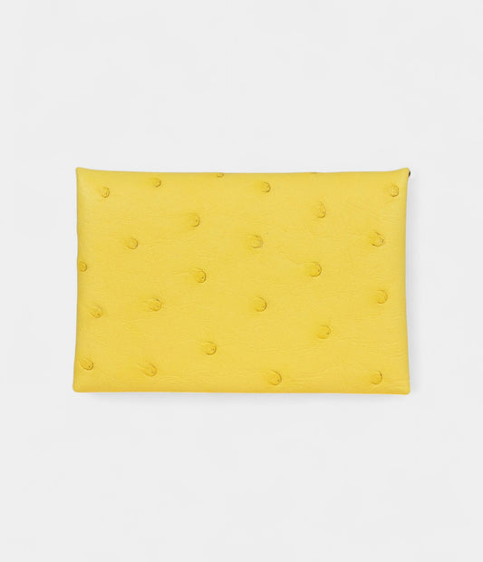 Hermès Calvi Card Holder Jaune Citron Ostrich Palladium Hardware