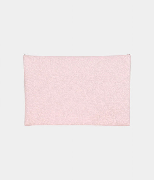 Hermès Calvi Card Holder Rose Darling Chevre Mysore Palladium Hardware
