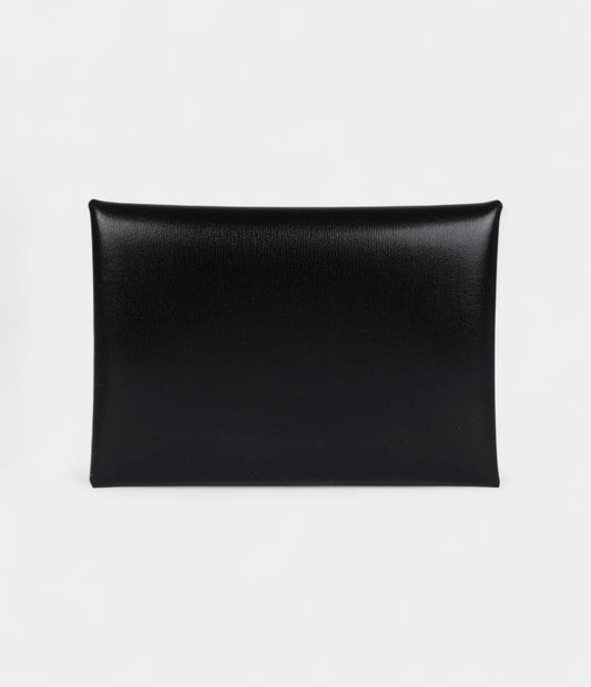 Hermès Calvi Duo Card Holder Black Box Palladium Hardware
