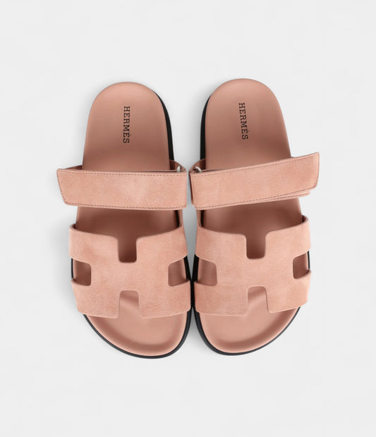 Hermès Chypre Techno Sandal Nude Suede Palladium Hardware 37 EU