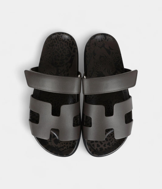 Hermès Chypre Techno Sandals Ecorce Calfskin Palladium Hardware 38 EU