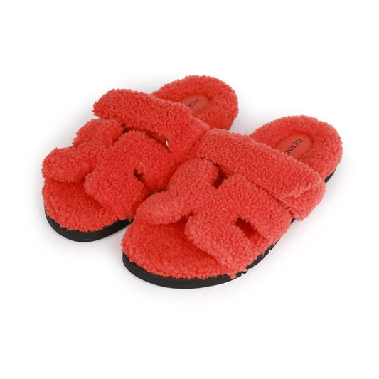 Hermès Chypre Techno Sandals Orange Woolskin 38