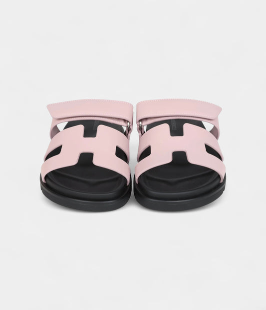 Hermès Chypre Techno Sandals Rose Cancan Calfskin Palladium Hardware 35 EU