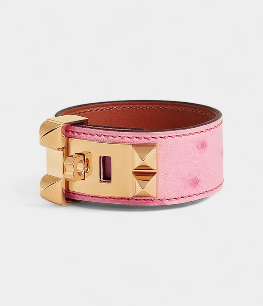 Hermès Collier de Chien 24 Bracelet Rose Bubblegum