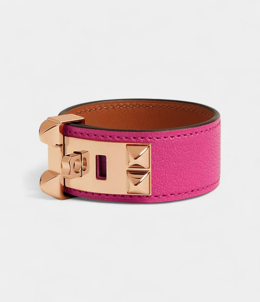 Hermès Collier de Chien 24 Bracelet Rose Shocking