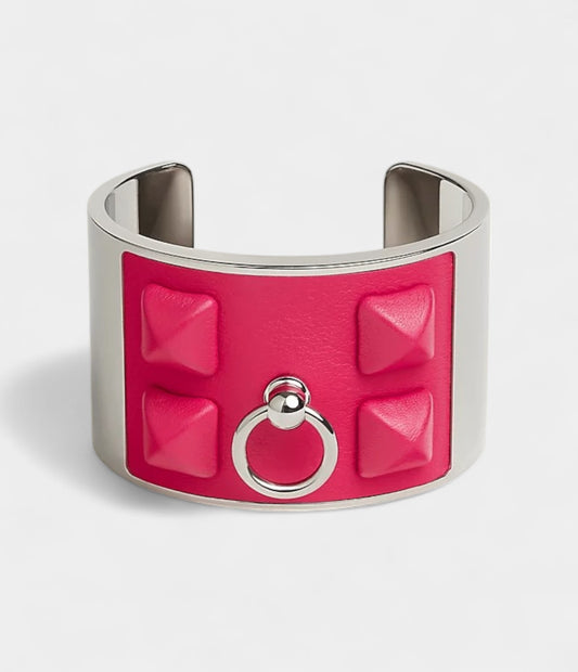 Hermès Collier de Chien Médor Gaine Cuff Bracelet Rose Mexico