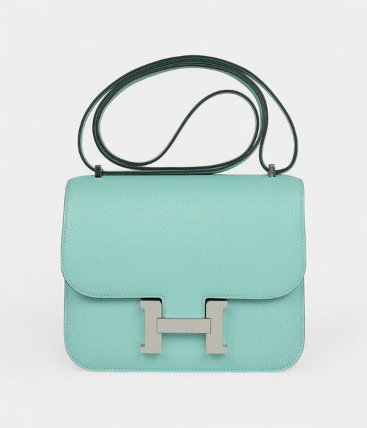 Hermès Constance 18 Aqua Chevre Palladium Hardware