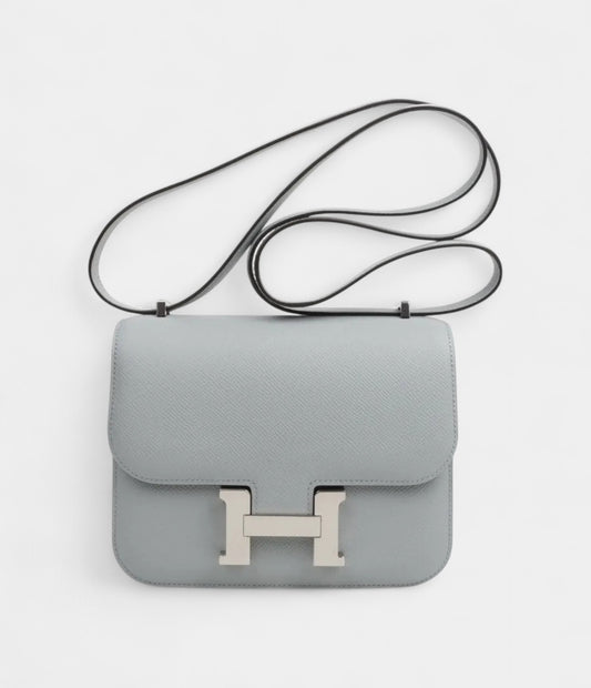 Hermes Constance 18 Bag Blue Glacier Epsom Palladium Hardware New