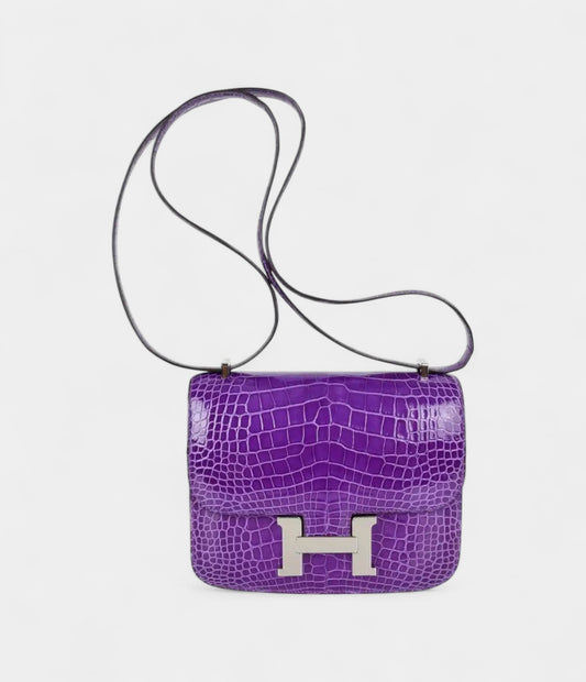 Hermes Constance 18 Bag Rare Ultra Violet Alligator Palladium