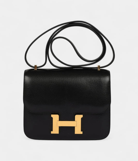 Hermès Constance 18 Black Chevre Chamkila Gold Hardware