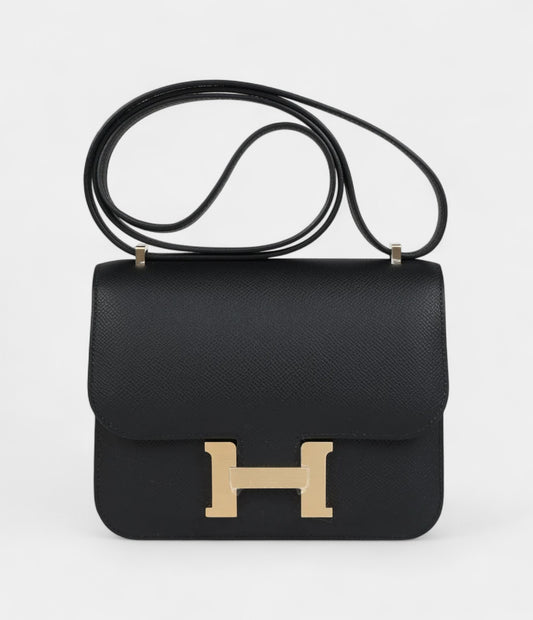 Hermès Constance 18 Black Epsom Brushed Gold Hardware