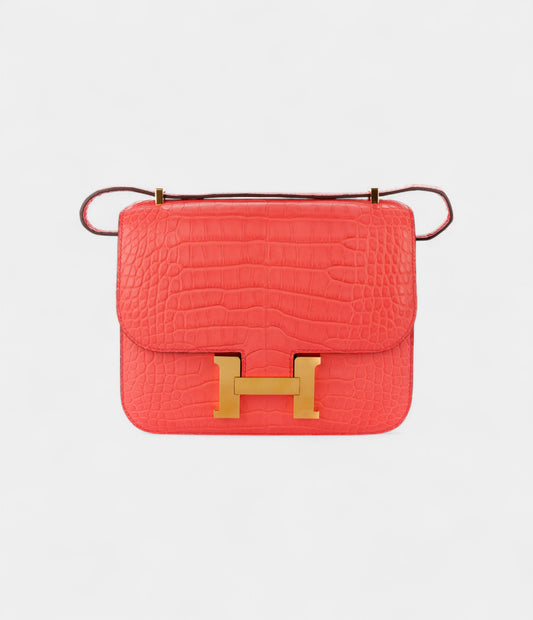 Hermès Constance 18 Bougainvillea Matte Alligator Gold Hardware