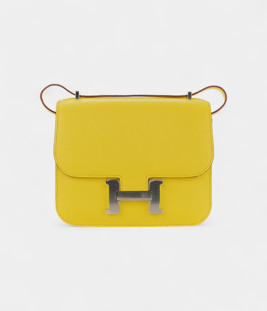 Hermès Constance 18 Chevre Mysore Jaune Citron Palladium Hardware