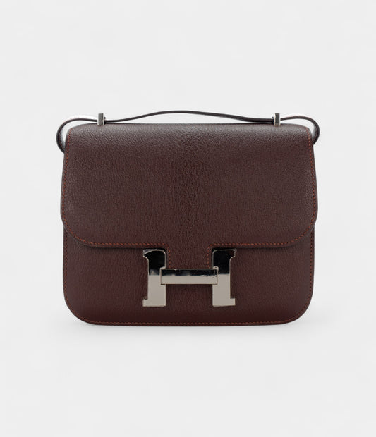 Hermès Constance 18 Havane / Gold Verso Chevre Palladium Hardware