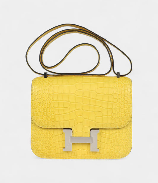 Hermès Constance 18 Mimosa Matte Alligator Palladium Hardware