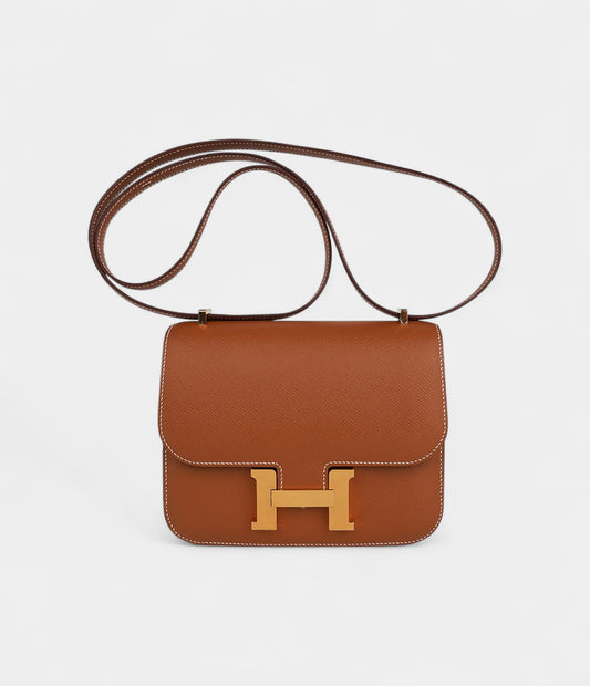 Hermes Constance 18 Mini Bag Gold w/ Gold Hardware Epsom Leather