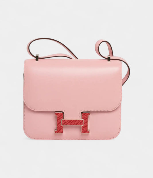 Hermes Constance 18 Mini Bag Rose Sakura Tadelakt Bougainvillea Lizard Buckle