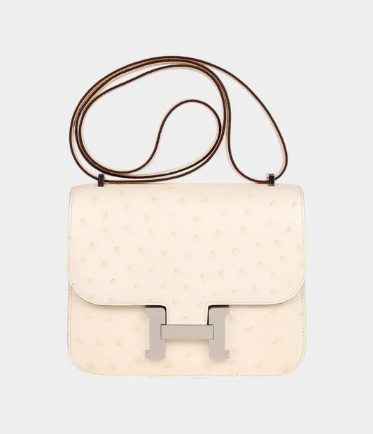 Hermès Constance 18 Nata Ostrich Palladium Hardware
