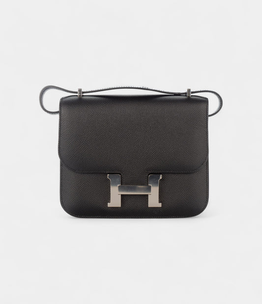 Hermès Constance 18 Noir / Black Epsom Palladium Hardware