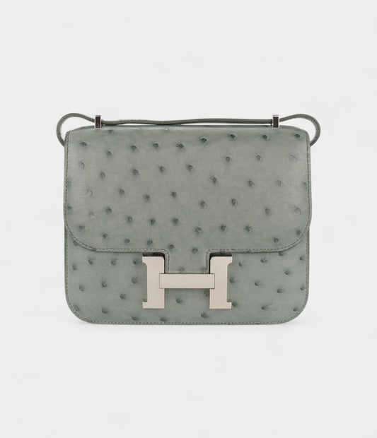 Hermès Constance 18 Ostrich Vert Amande Palladium Hardware