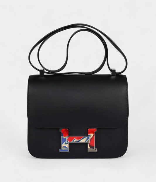Hermès Constance 24 Black Swift Marbled Palladium Hardware