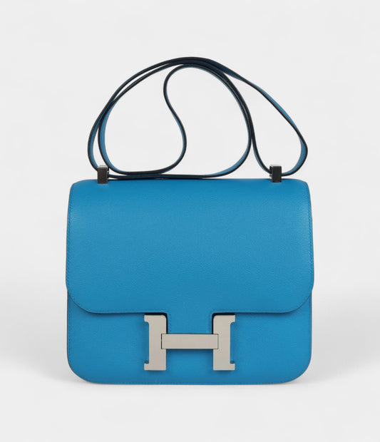 Hermès Constance 24 Bleu Zanzibar Evercolor Palladium Hardware