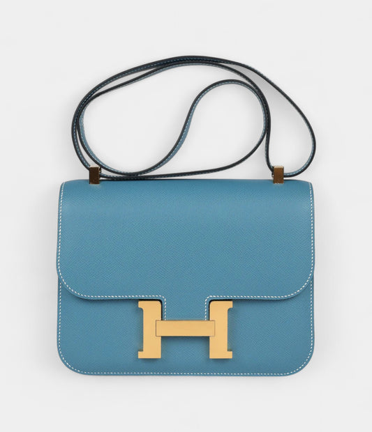 Hermès Constance 24 Blue Jean Epsom Gold Hardware