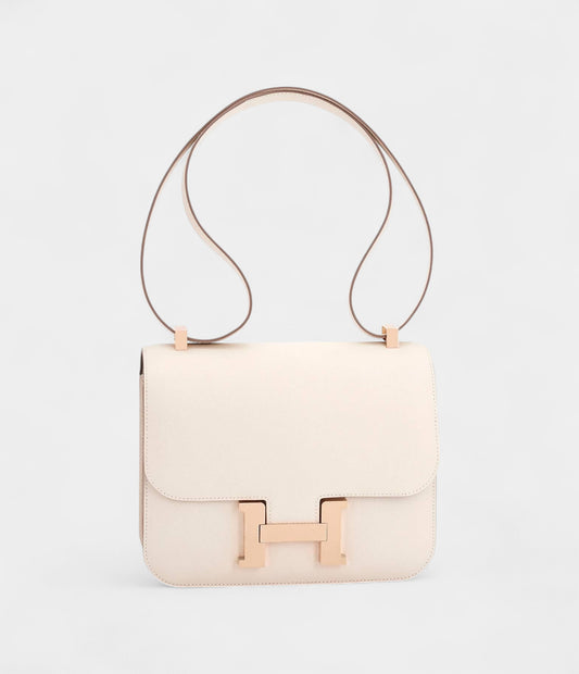 Hermes Constance 24 Craie Etain HSS Horseshoe Rose Gold Shoulder Bag