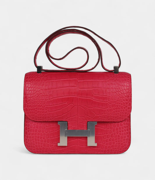 Hermès Constance 24 Rose Extreme Matte Alligator Palladium Hardware
