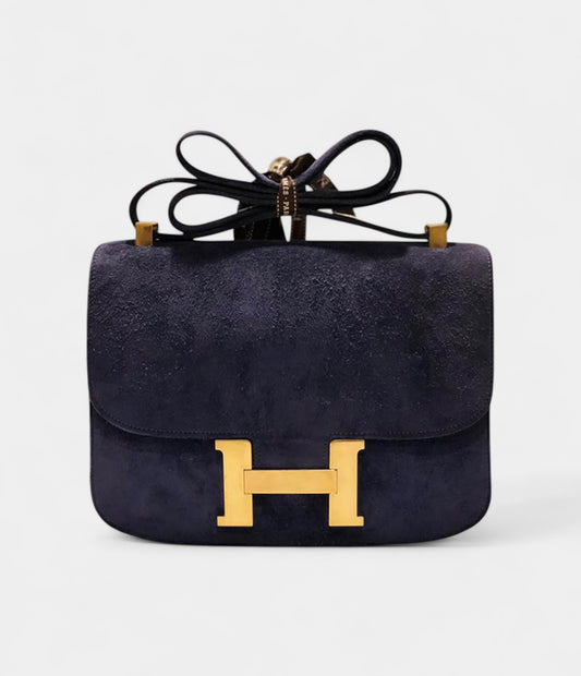 Hermès Constance 24 Vintage Navy Suede Bag GHW