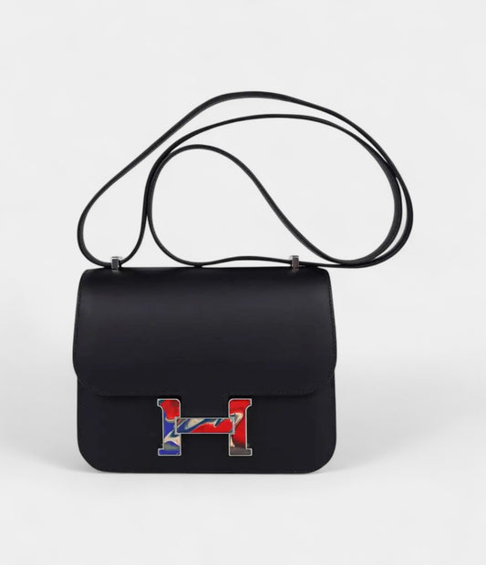 Hermes Constance Bag 18 Marbled Buckle Black Swift Limited Edition New / Box