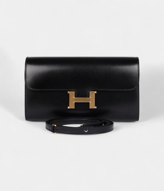 Hermès Rock Constance Wallet To Go Black Box Gold Hardware