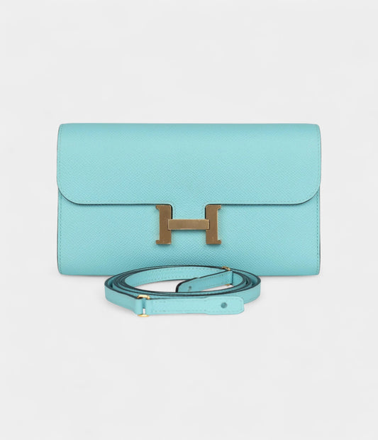 Hermès Constance Wallet To Go Bleu Atoll Epsom Gold Hardware
