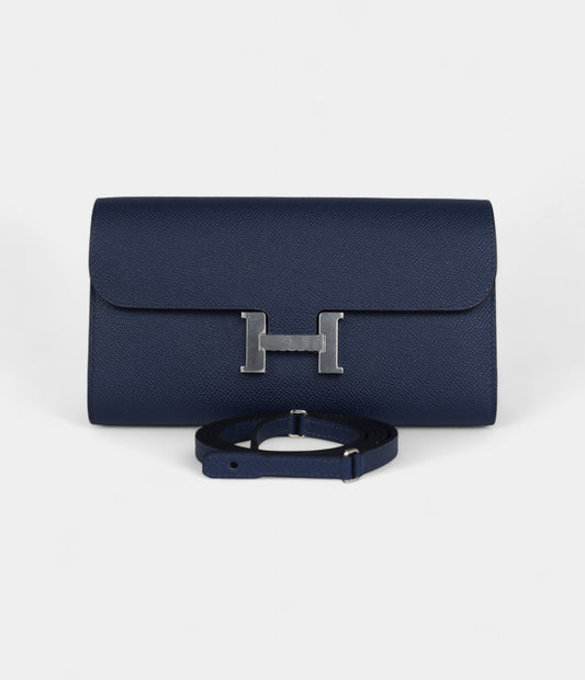 Hermès Constance Wallet To Go Bleu Navy Epsom Palladium Hardware