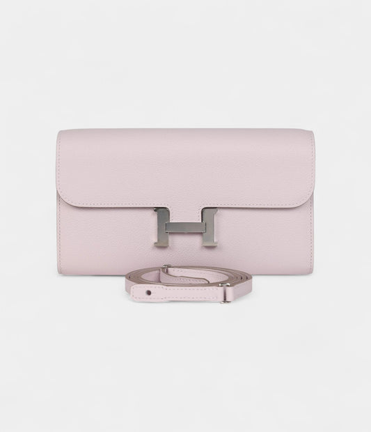 Hermès Constance Wallet To Go Mauve Pale Evercolor Palladium Hardware