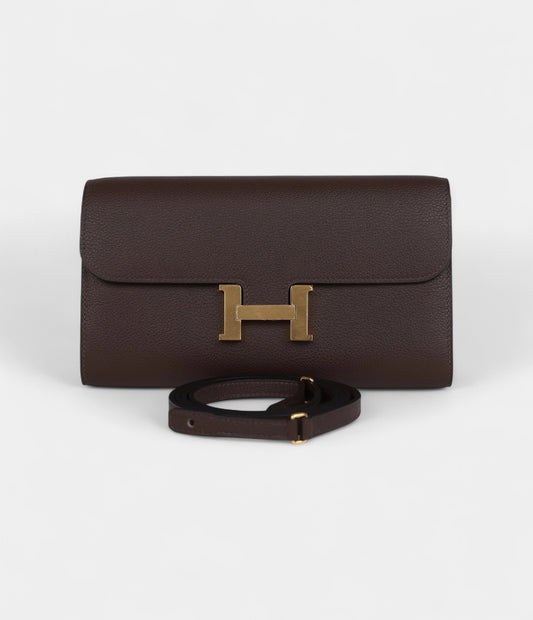 Hermès Constance Wallet To Go Moka Evercolor Gold Hardware