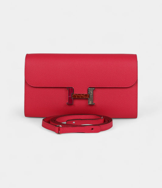Hermès Constance Wallet To Go Rose Extreme Marquette Epsom Leather with Palladium Hardware